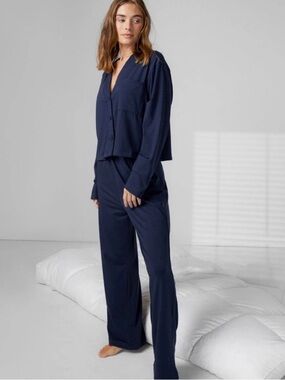 NEW LUNYA Slumberknit™ Long Sleeve Pant Set | Deep Blue Sz: XL